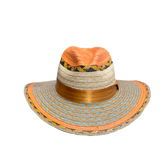 Sombrero Panameño Caña Flecha Diseño Naranja