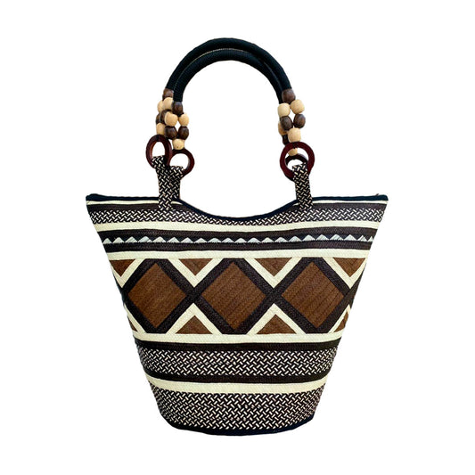 Bolso Exclusivo Caña Flecha Figuras Marrón