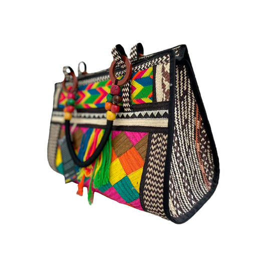 Bolso Caña Flecha Diseño Wayuu Multicolor