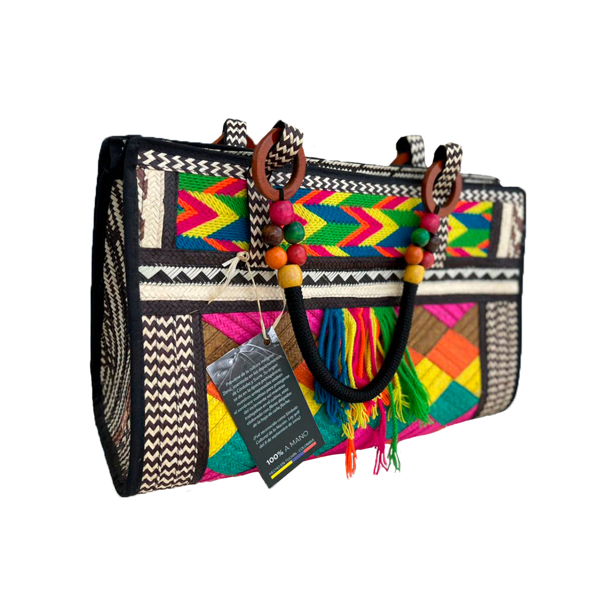 Bolso Caña Flecha Diseño Wayuu Multicolor