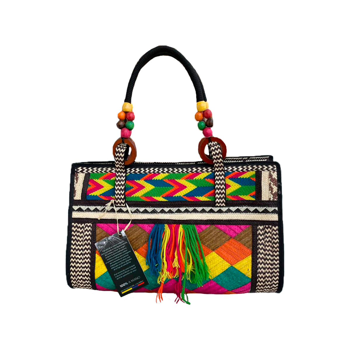 Bolso Caña Flecha Diseño Wayuu Multicolor