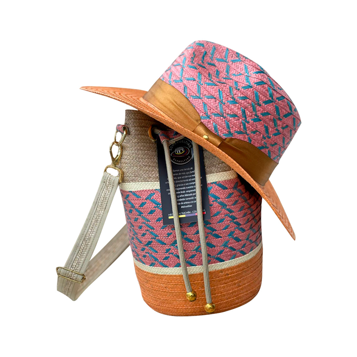 Combo Artesanal Sombrero + Bolso Caña Flecha