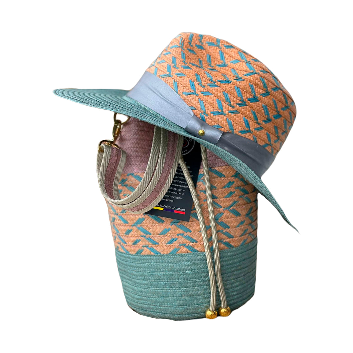 Combo Artesanal Sombrero + Bolso Multicolor a Mano