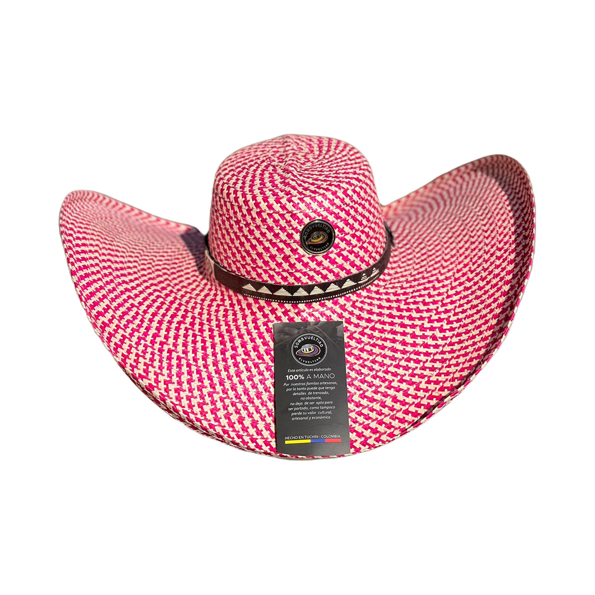 Sombrero Fino Exclusivo Alón Diseño Rosa