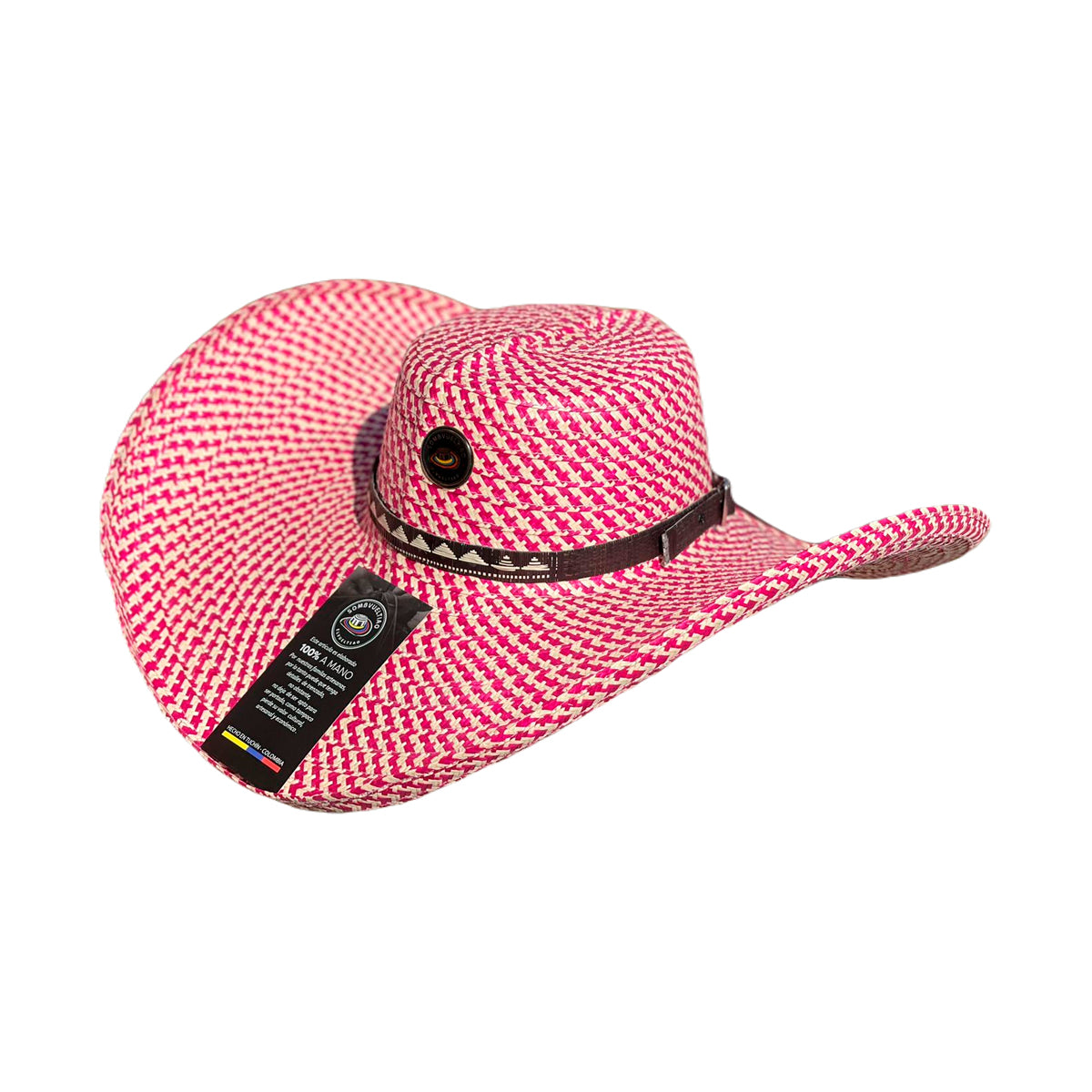 Sombrero Fino Exclusivo Alón Diseño Rosa