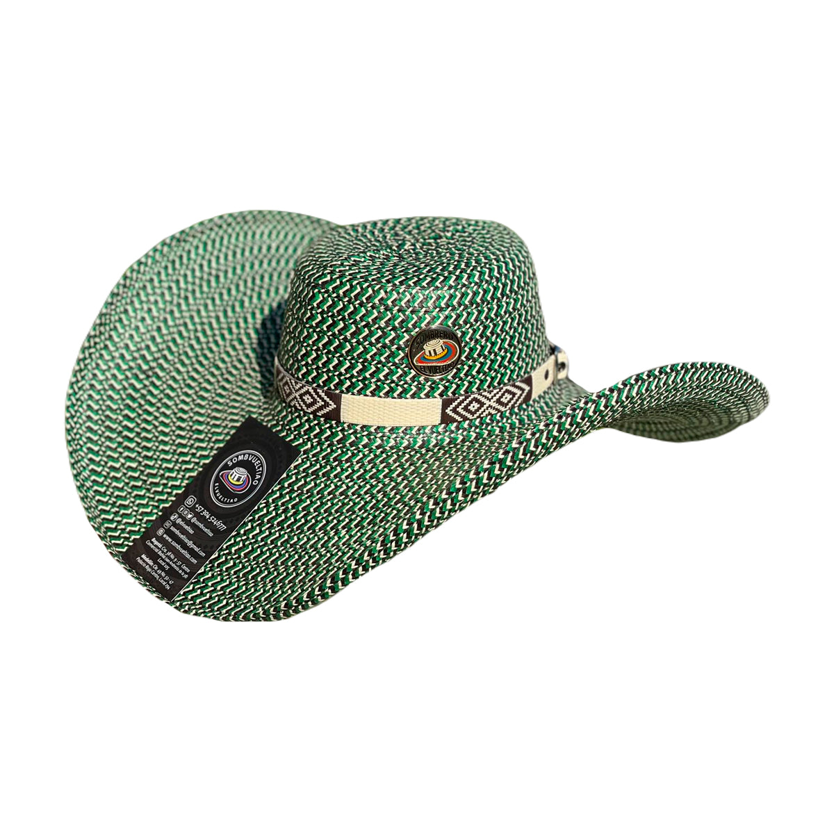 Sombrero Fino Exclusivo Alón Diseño Verde