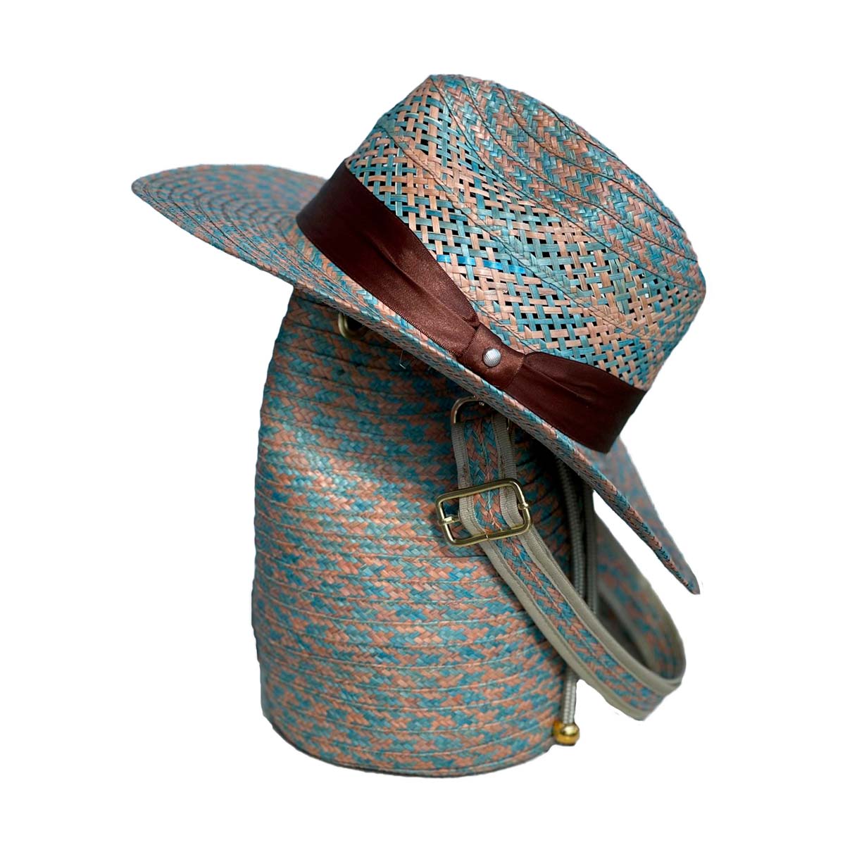 Combo Fino Sombrero Calado + Bolso Diseño Azul