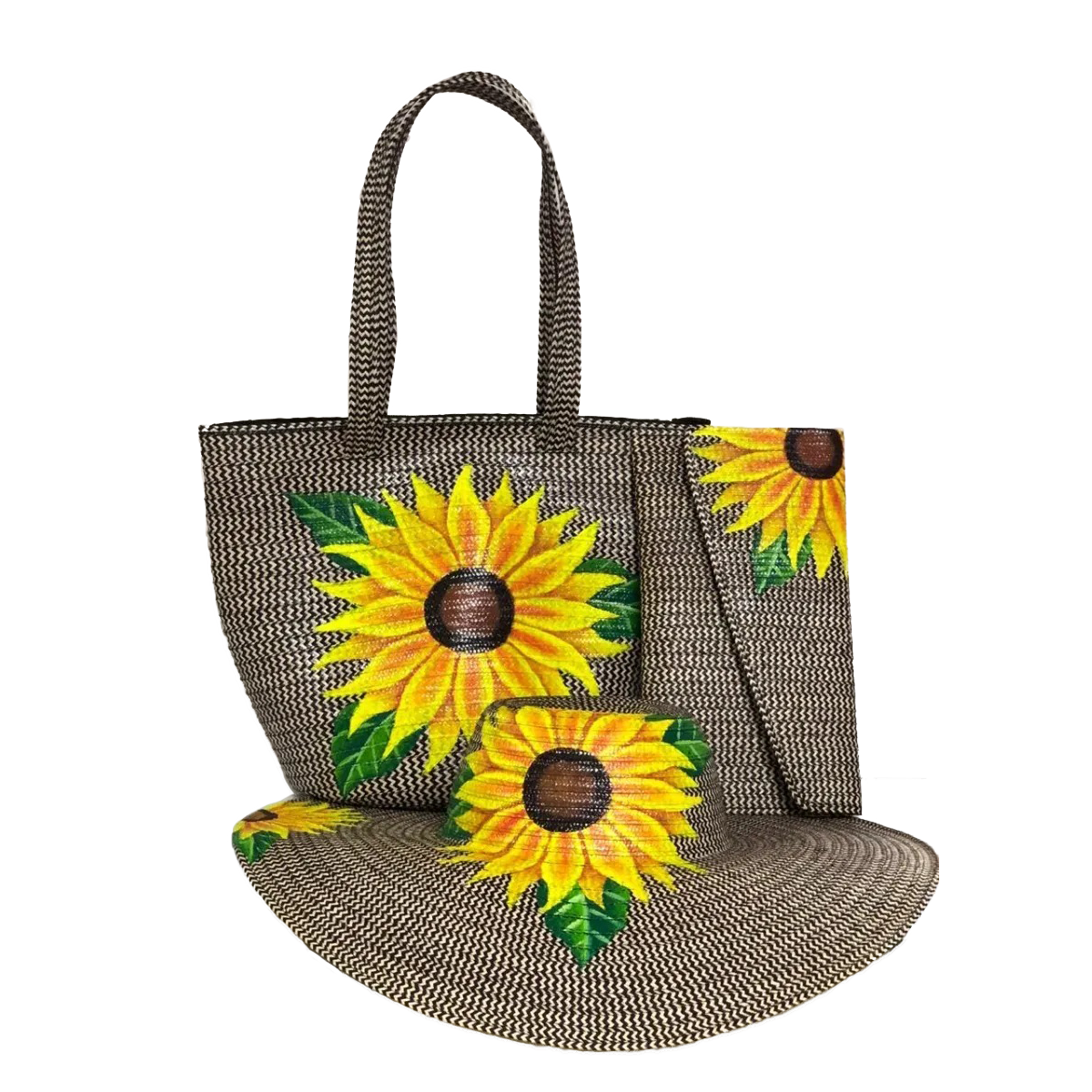 Combo Exclusivo Sombrero + Bolso + Cartera Girasol