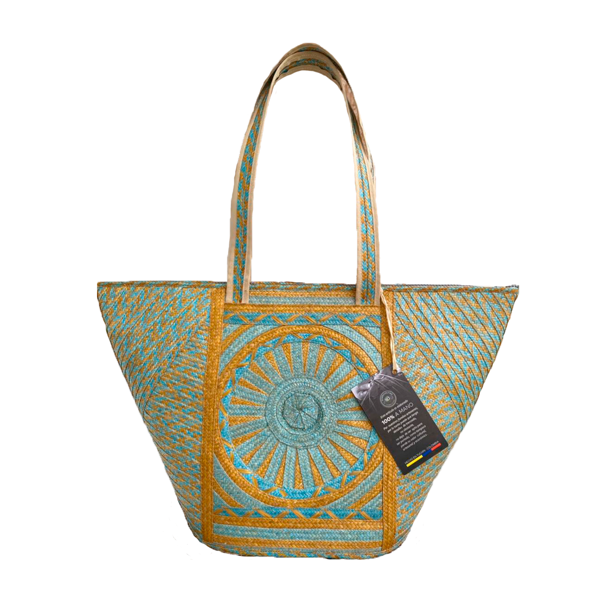 Bolso Exclusivo Caña Flecha Diseño Dorado Azul