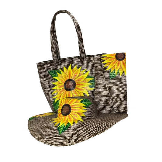 Combo Exclusivo Sombrero + Bolso + Cartera Girasol