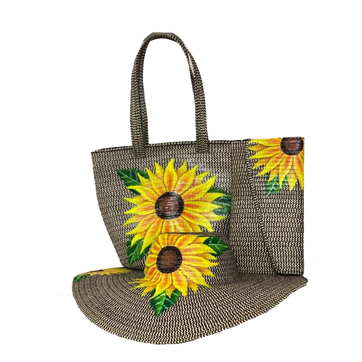 Combo Exclusivo Sombrero + Bolso + Cartera Girasol