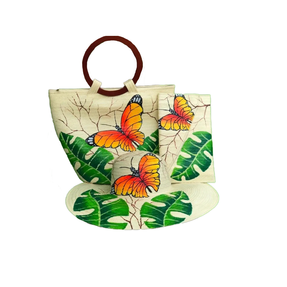 Combo Sombrero + Bolso + Caratera Diseño Flora & Fauna