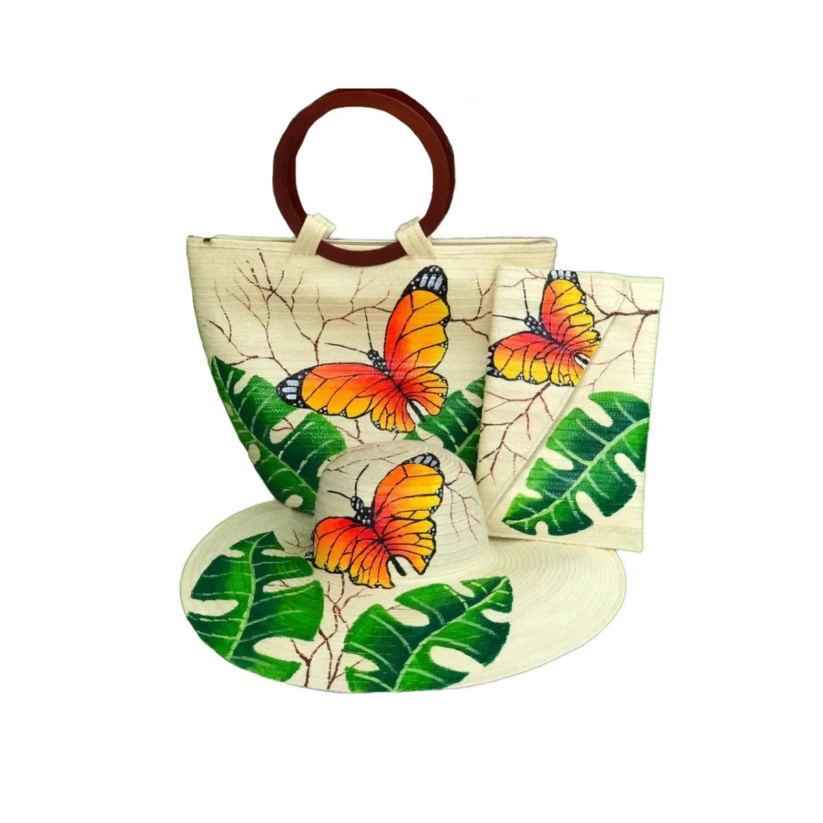 Combo Sombrero + Bolso + Caratera Diseño Flora & Fauna