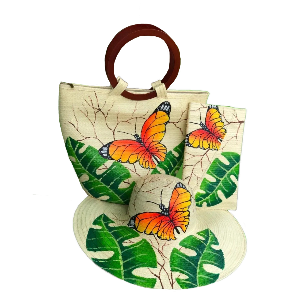 Combo Sombrero + Bolso + Caratera Diseño Flora & Fauna