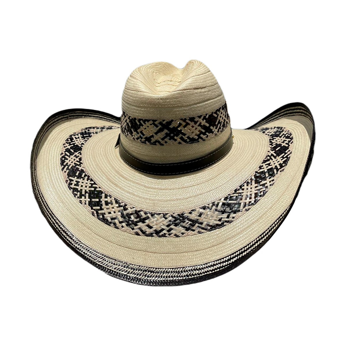 Sombrero 23 fibras con Malla Exclusivo Blanco con Diseño de ajedrez