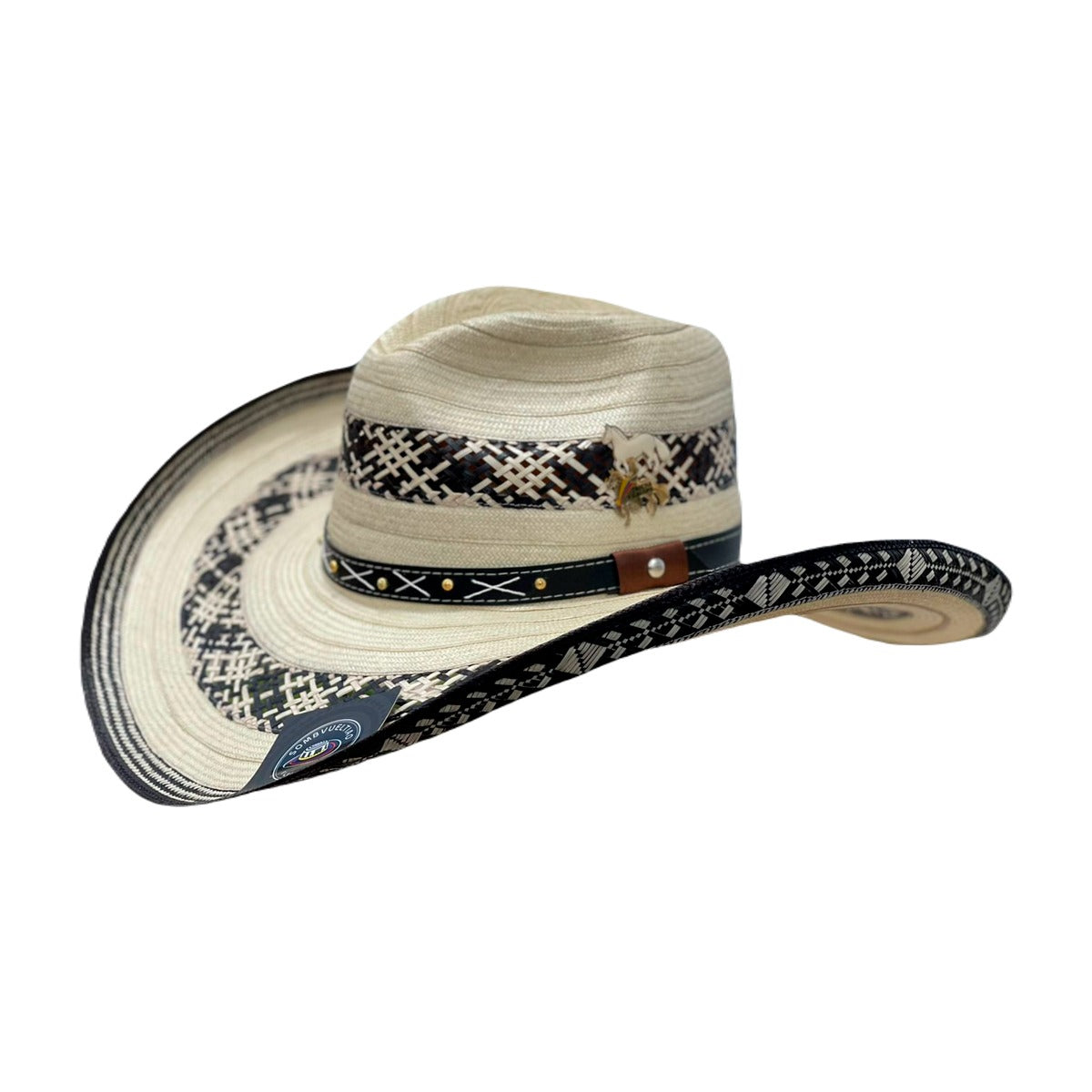 Sombrero 23 fibras con Malla Exclusivo Blanco con Diseño de ajedrez