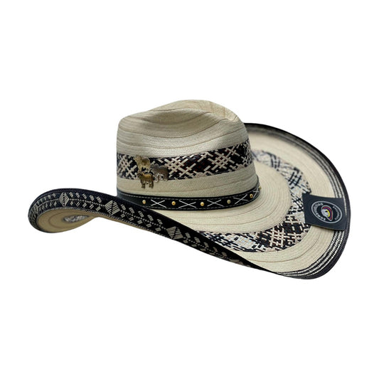 Sombrero 23 fibras con Malla Exclusivo Blanco con Diseño de ajedrez