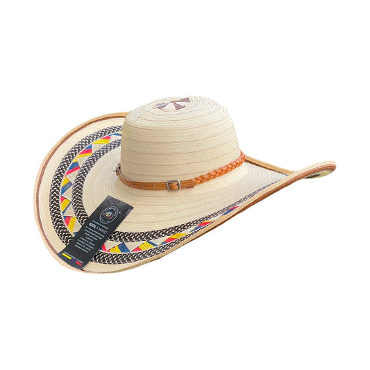 Sombrero Exclusivo 23 Fibras Blanco Diseño Tricolor