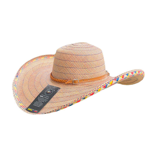 Sombrero de 27 fibra Beige Diseño Tricolor