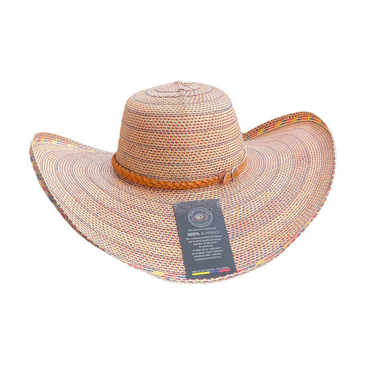 Sombrero de 27 fibra Beige Diseño Tricolor