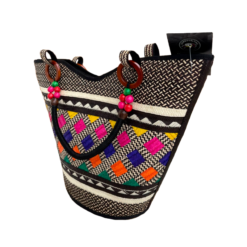 Bolso Caña Flecha Figuras Rombo Multicolor