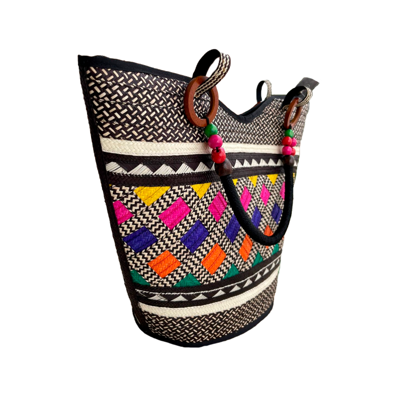 Bolso Caña Flecha Figuras Rombo Multicolor