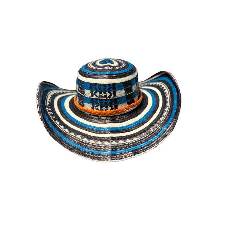 Sombrero 15 Fibras Diseño Tradicional Azul