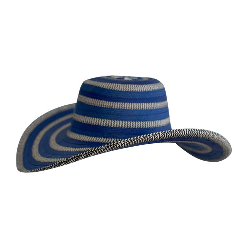 Sombrero 21 Fibras Azul Artesanal