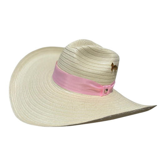 Sombrero 23 Fibras Con Caballo Cinta Rosa Pastel