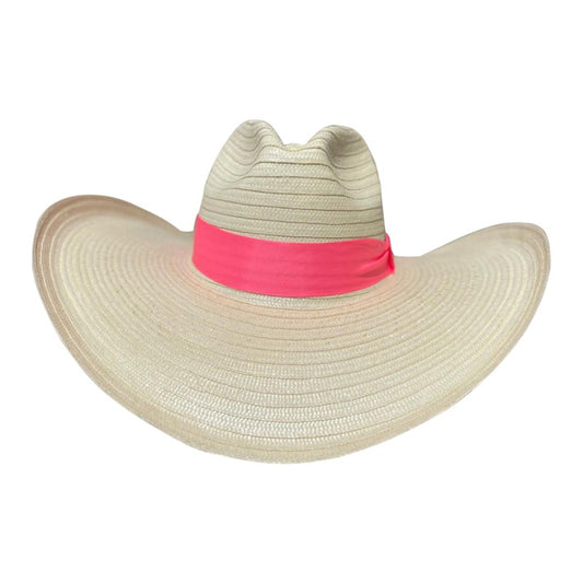 Sombrero 23 Fibras Con Caballo Cinta Rosa