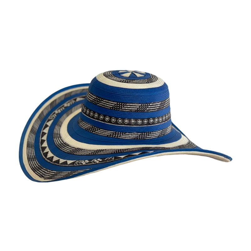 TOPGY sombrero vueltiao colombiano tejido a mano por artesanos en caña  flecha para hombre y mujer (Small, azul)