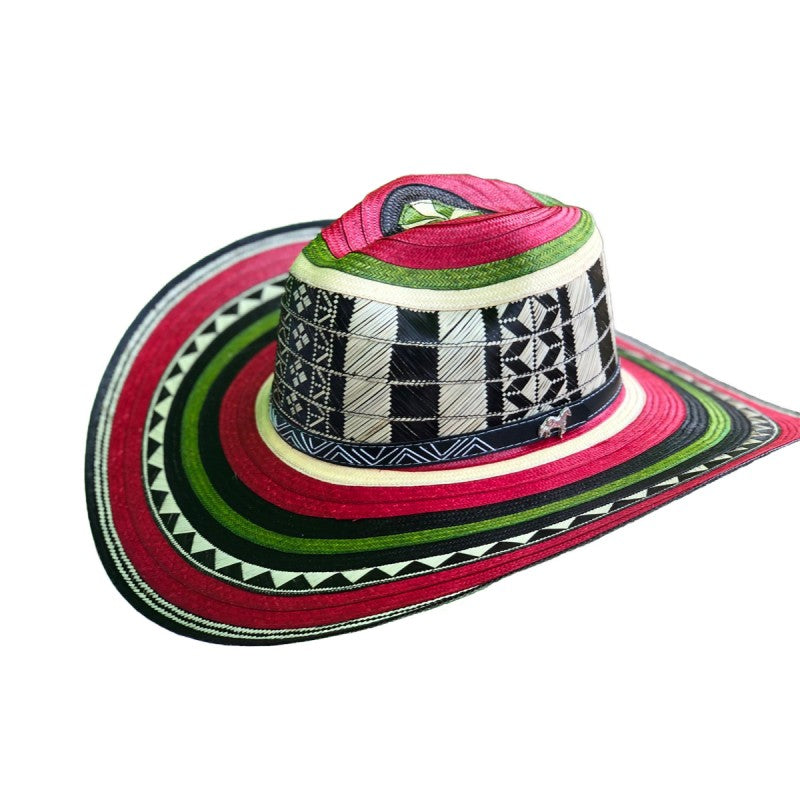 Sombrero 23 Fibras Diseño Hormado Rojo