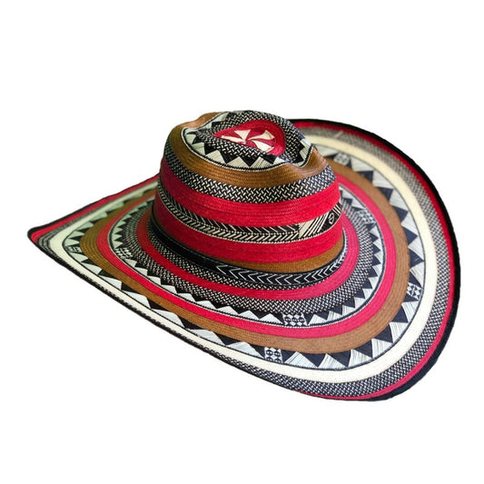 Sombrero 23 Fibras Diseño Hormado Rojo